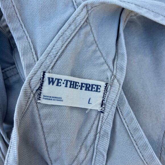 Free People We The Free Ziggy Gray Denim Jean Overalls Wide Leg Large Grey - Picture 3 of 9